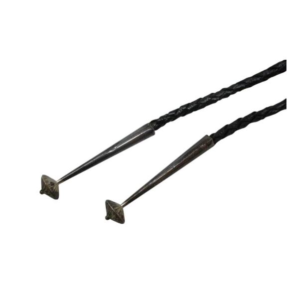 Vintage Zuni Peyote‎ Bird Bolo Tie Turquoise Coral Inlay Sterling Style - Picture 4 of 6